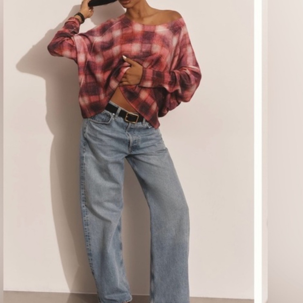 Anthropologie Pilcro Cashmere Pullover Sweater Off Shoulder Pink Purple S